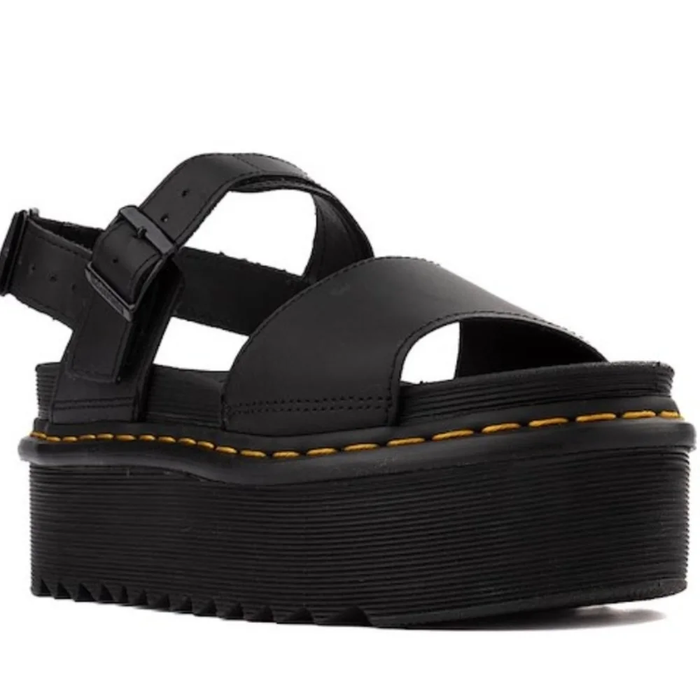 Black Platform Sandals - Women's Chunky Strap Sandal - Picture 2 of 5